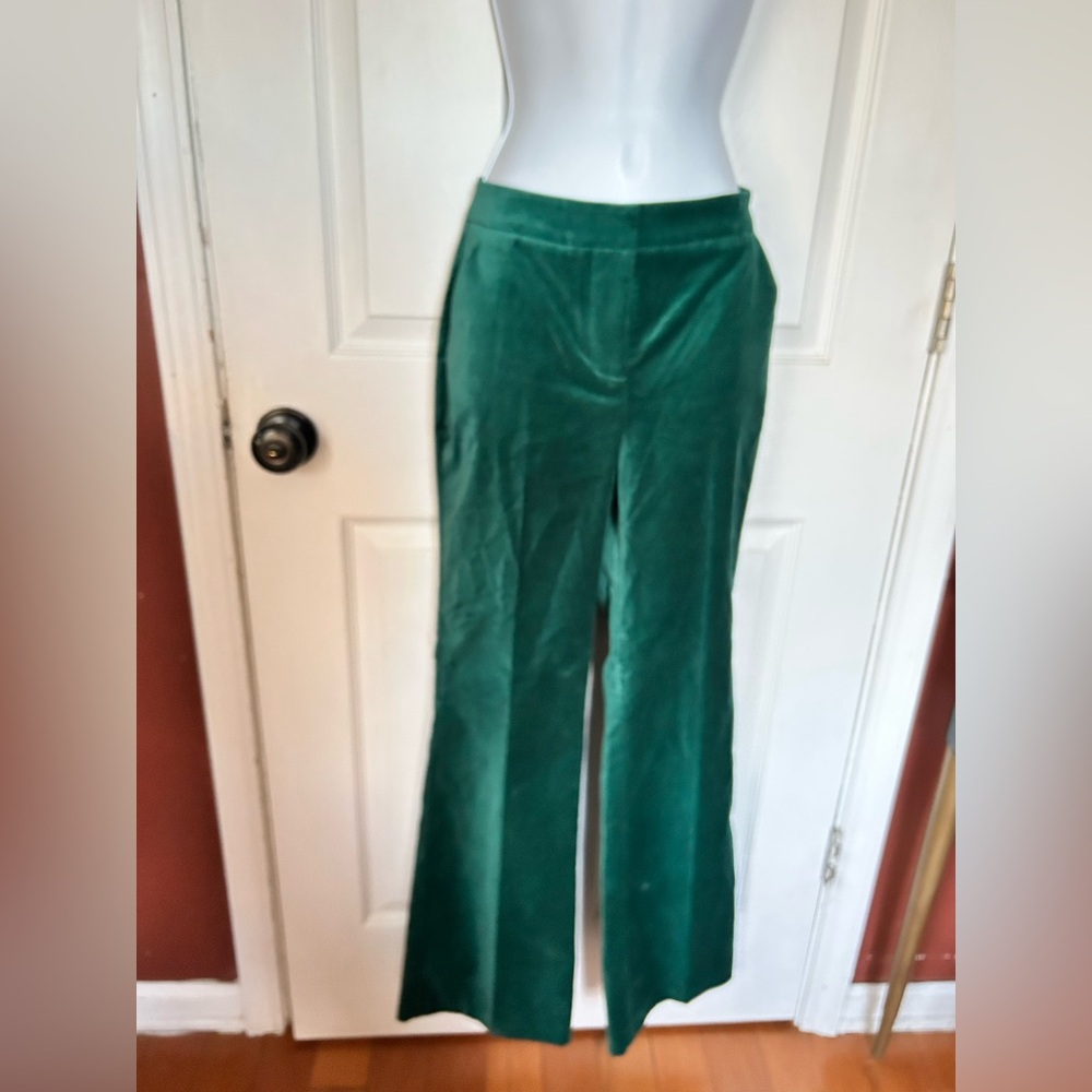 Trina Turk Westport Green Velvet Wide Leg Pant Size 2 - Picture 8 of 11